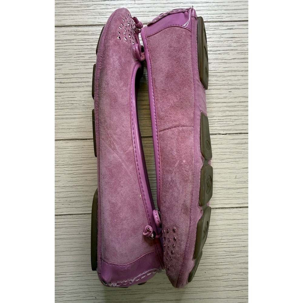 Anne Klein Sport Pink Sparkle Suede Ballet Driving‎ Flats Shoes Bow 7 M Coquette - Picture 7 of 9